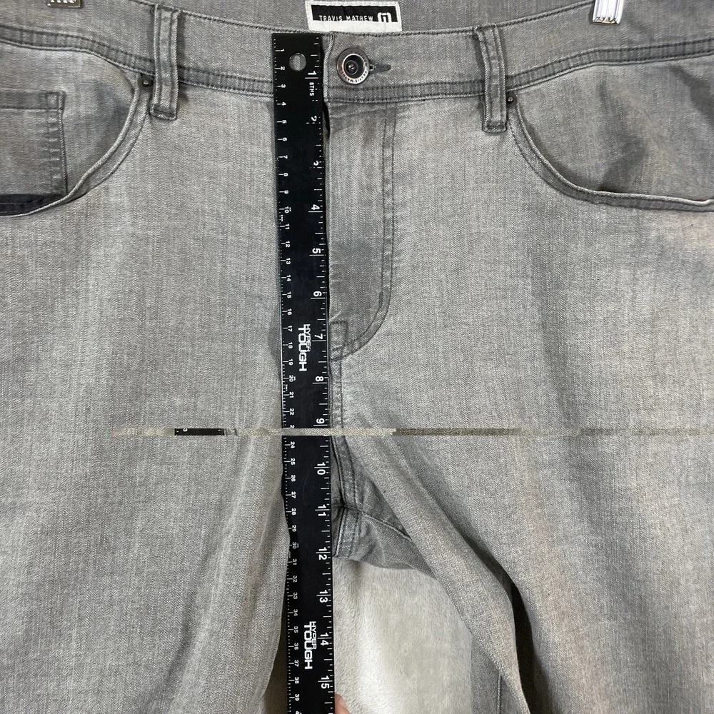 Travis Mathew Legacy Featherweight Stretch Jeans 38x32 Gray Faded Color